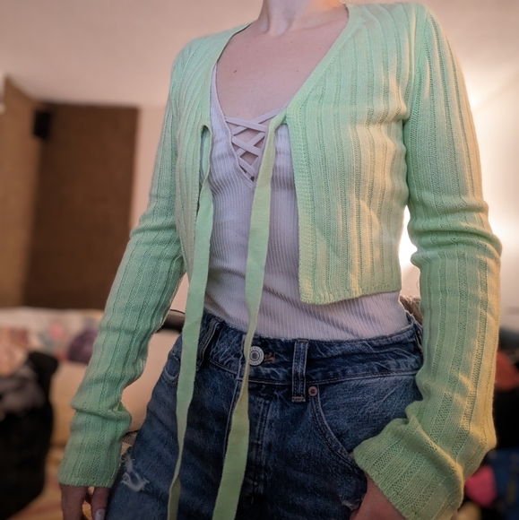 Green Knit Cardigan - Picture 2 of 5